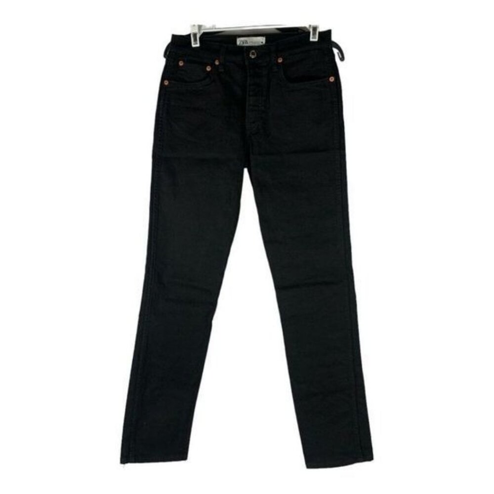 Zara Womens 90s Full Length Black Jeans Size 6